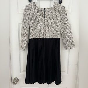 Ganni Dress Anthropologie Black White Jacquard Jersey Pleated Dress